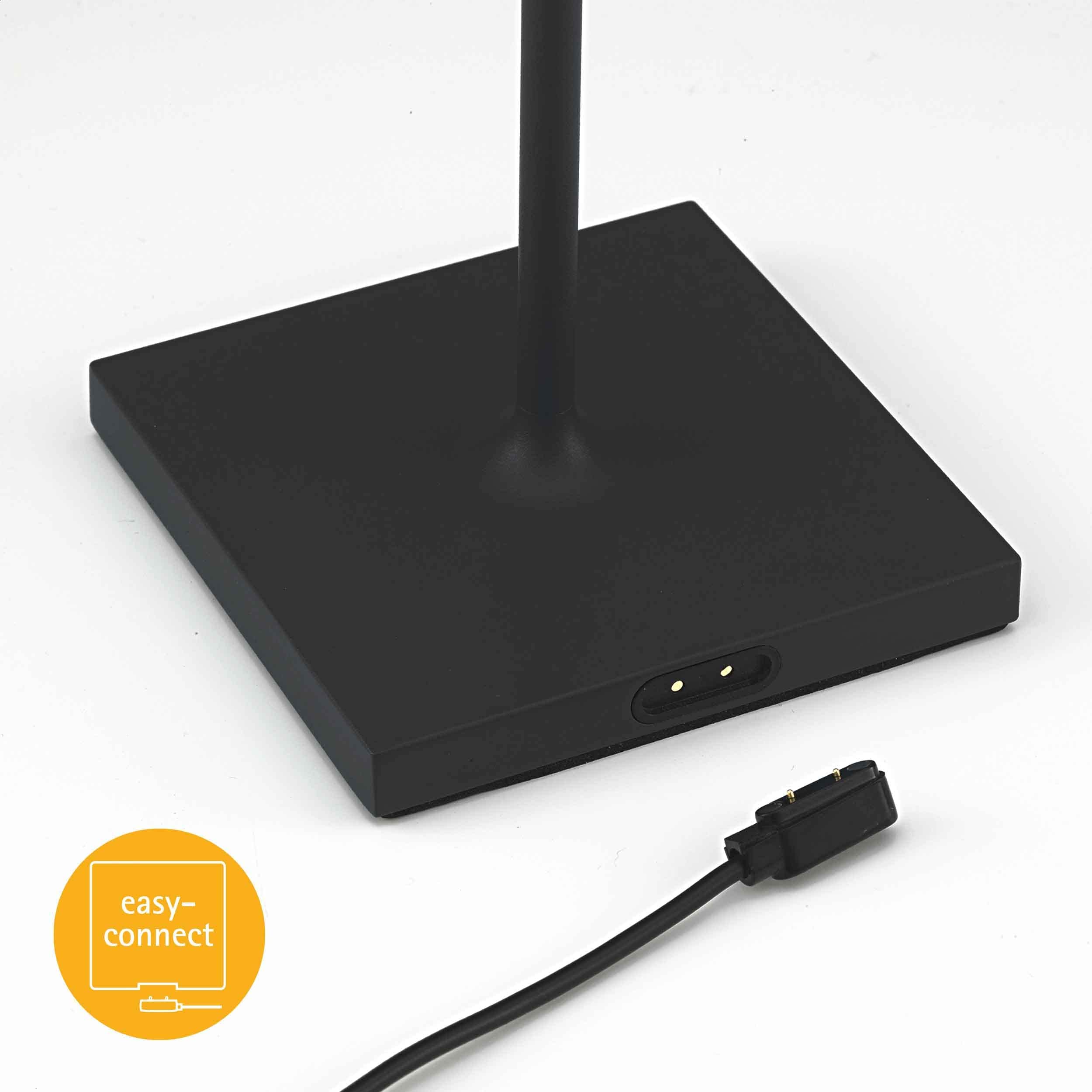 SIGOR Nuindie - Lámpara de mesa con pila de led regulable para interiores & exteriores, altura de 37 cm, recargable con Easy-Connect, 24 h de iluminación, Negro noche | Regulable • Interior y exterior • IP54 • 37 cm • Easy Connect • 12 h de duración de la