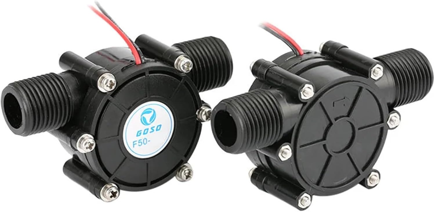 Newest 1PC 80V 12V 5V 10W DC Micro Hydro Generator Tap Water Flow Hydraulic DIY 1/2 Inch Alternative Energy Generators(F50-Transparent,12V)