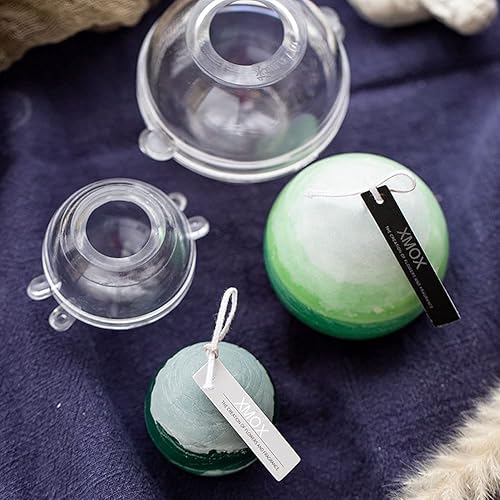 Miniatura 4 de XMOX 2 moldes de vela de acrílico en forma de bola redonda de esfera, simplicidad, modernos moldes de cera de jabón, velas de bricolaje hechas a