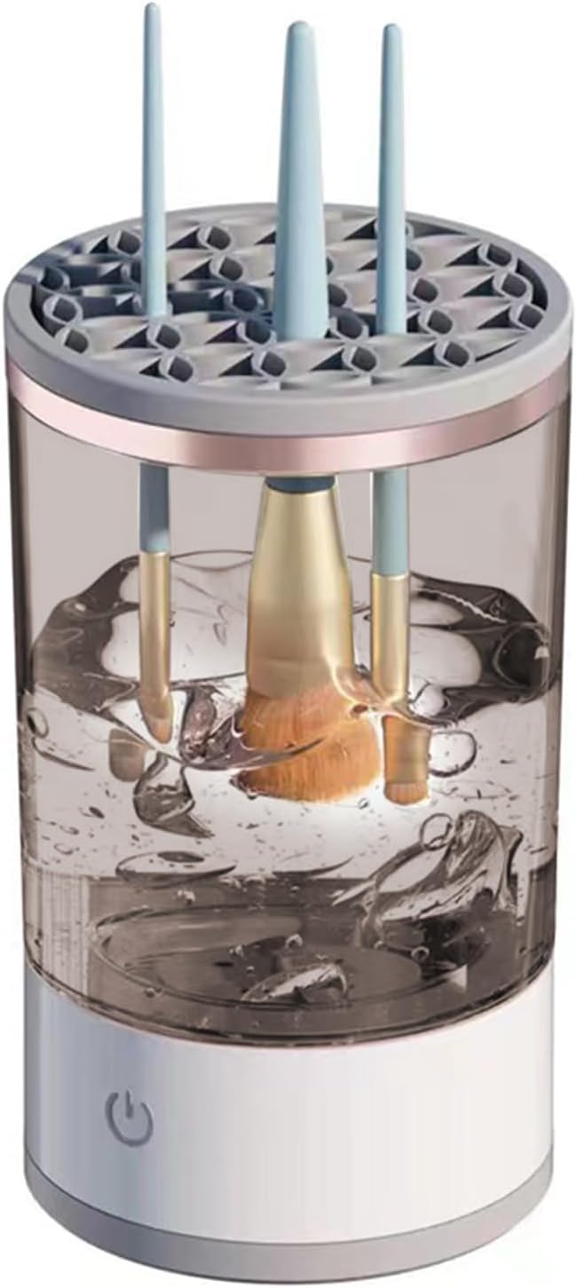 Limpiador de Brochas de Maquillaje, Limpiador de Brochas de Maquillaje Eléctrico, Versatilidad Lavado y Secado Instantáneos Limpiador de Brochas Automático Spinner con Recipiente