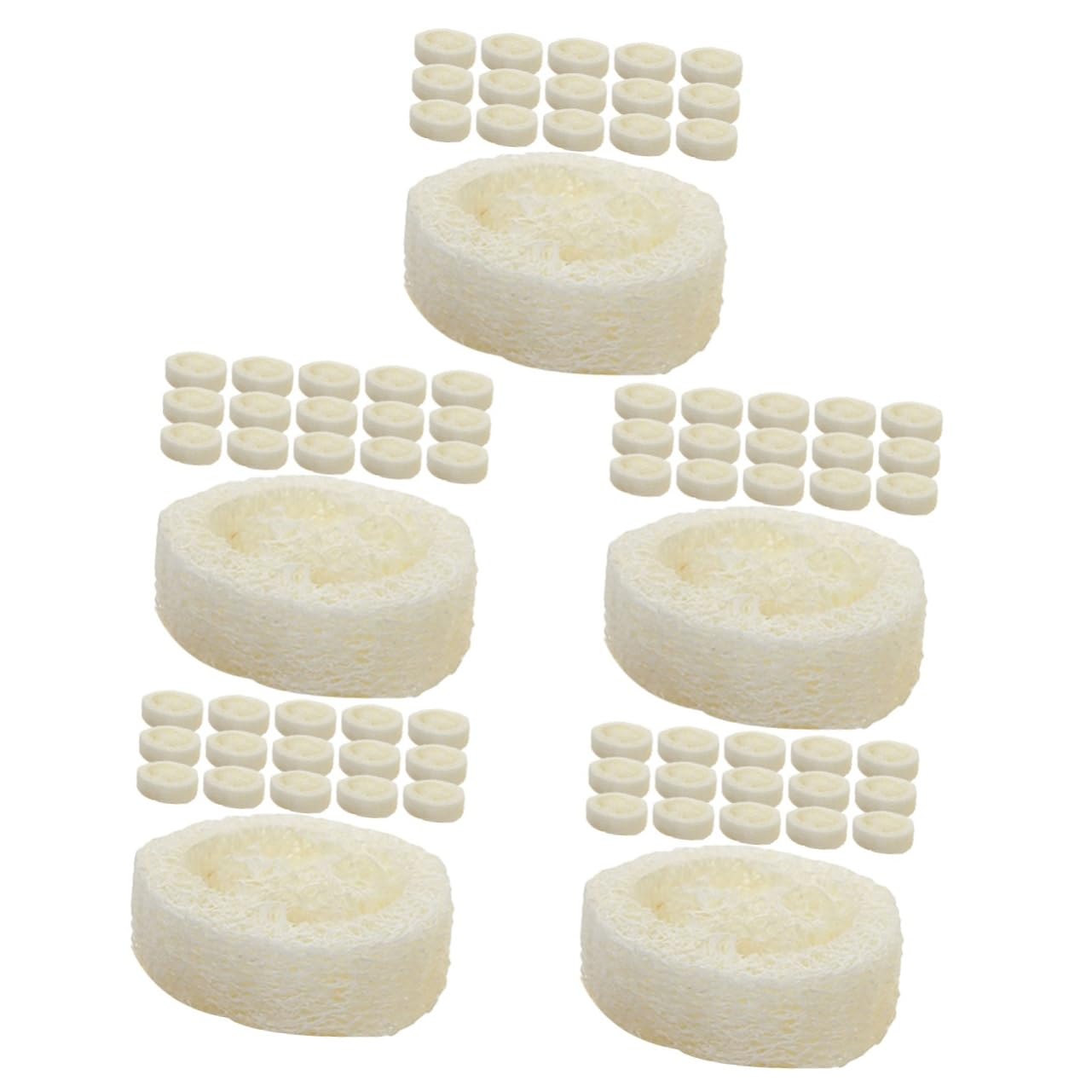 Healeved 100piezas Esponjas De Baño De Lufa Natural Paquete De Exfoliantes y Suaves Para Cuidado Corporal y Hogar Soporte Para Jabón Incluido Para Tipo De Piel