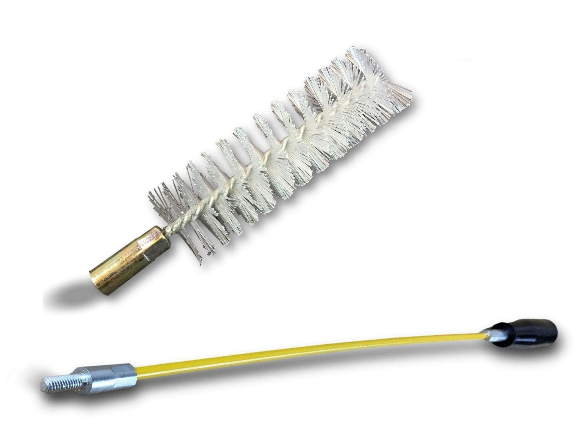 Kibros Lot 10 écouvillons Nylon condenseur + Tringle 48 cm Ø 25 mm | Raccord laiton taraudé M6, torsade acier galvanisé, fil nylon, tringle flexible acier 48 cm incluse, Ø 25 mm.