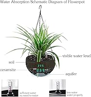 Vista 3 de ZH-002 - Paquete de 1 cesta colgante redonda negra de 8.3 pulgadas, maceta colgante de metal, maceta de plástico de cerámica de imitación, maceta