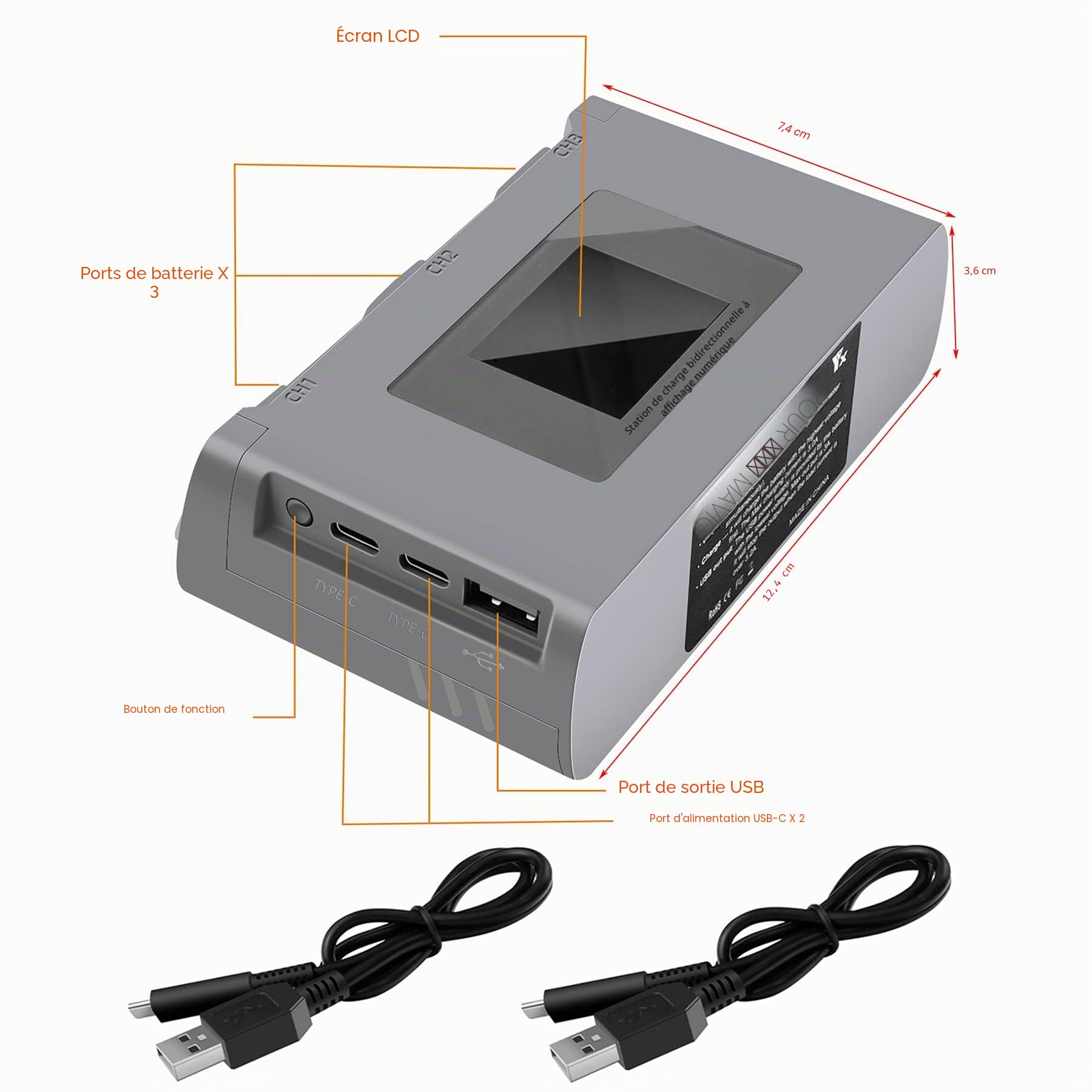 LCD Chargeur de Batterie pour DJI Mini 4K,2,Mini 2 SE Drone,Station de Recharge bidirectionnelle Hub Accessoires