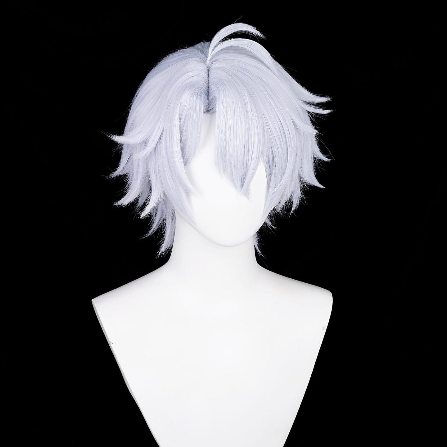 Aicos Silver White Cosplay Wigs for Men Short Anime Wig with Spiky Bangs Synthetic Hair for Costume, Halloween, Role Play, Daily - Image 3
