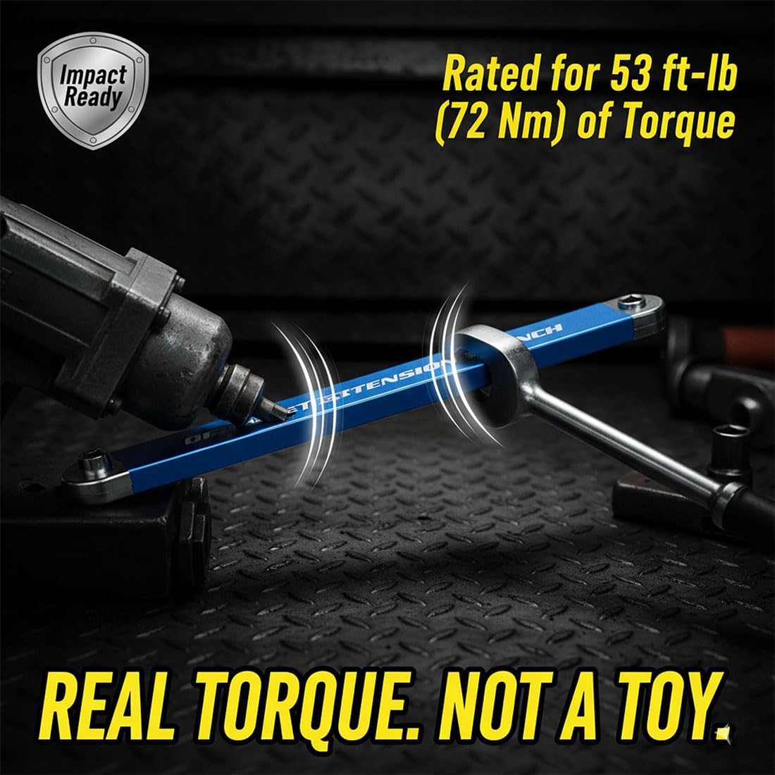 Pro - Offset Extension Wrench Set, 15-Inch Impact Ready Tight Reach Tool with 1/4", 3/8" & 1/2" Drive Adapters - High Torque Zero Offset Ratchet Extender for Automotive & Hard-to-Reach Spaces (2PCS)