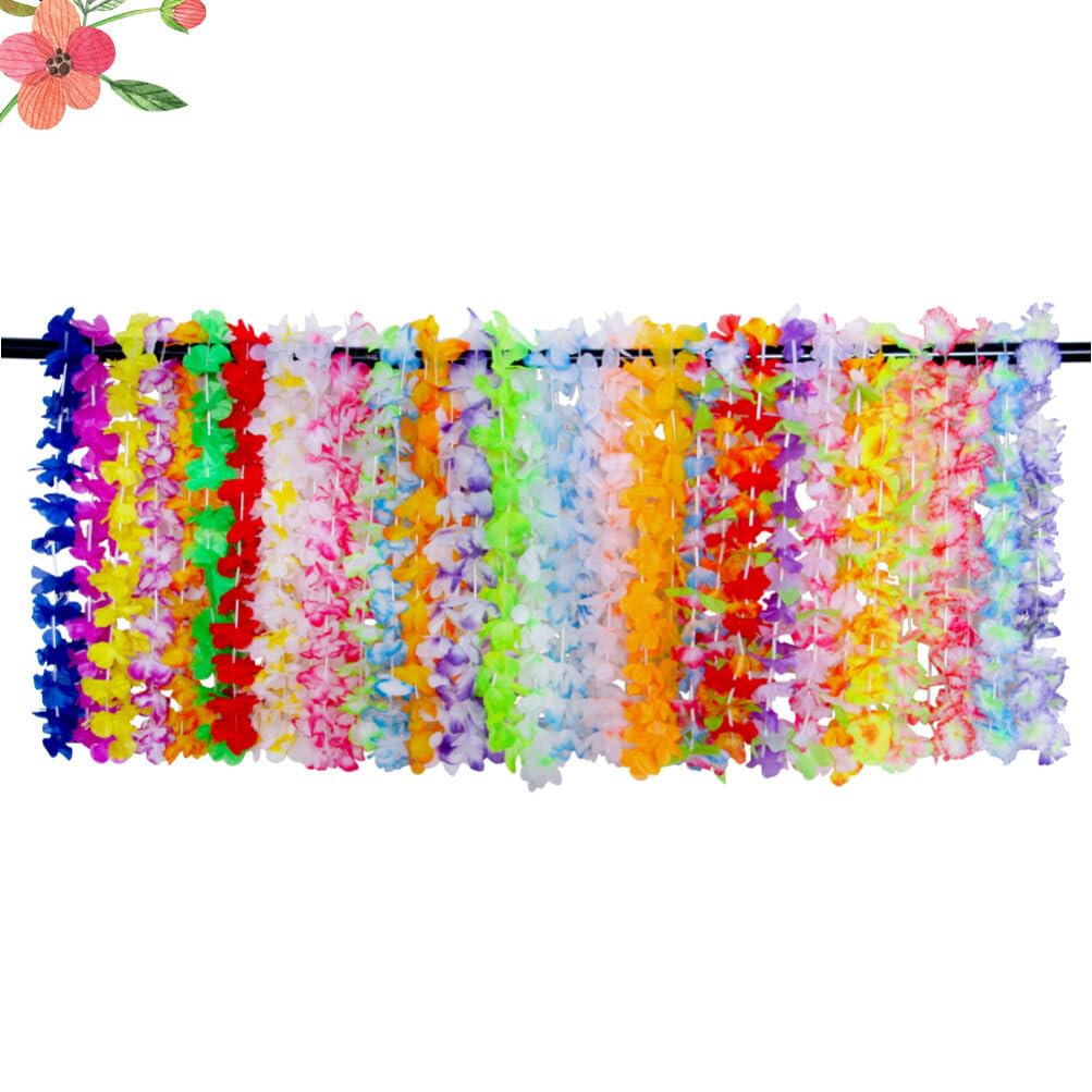 Bunter Hawaii Halskranz 36 Stück aus Polyester, Dekorativ | Kunstblumen Design, Tropischer Stil, Zerlegbar, mit Haarclips, Große Größe für Partys und Räume