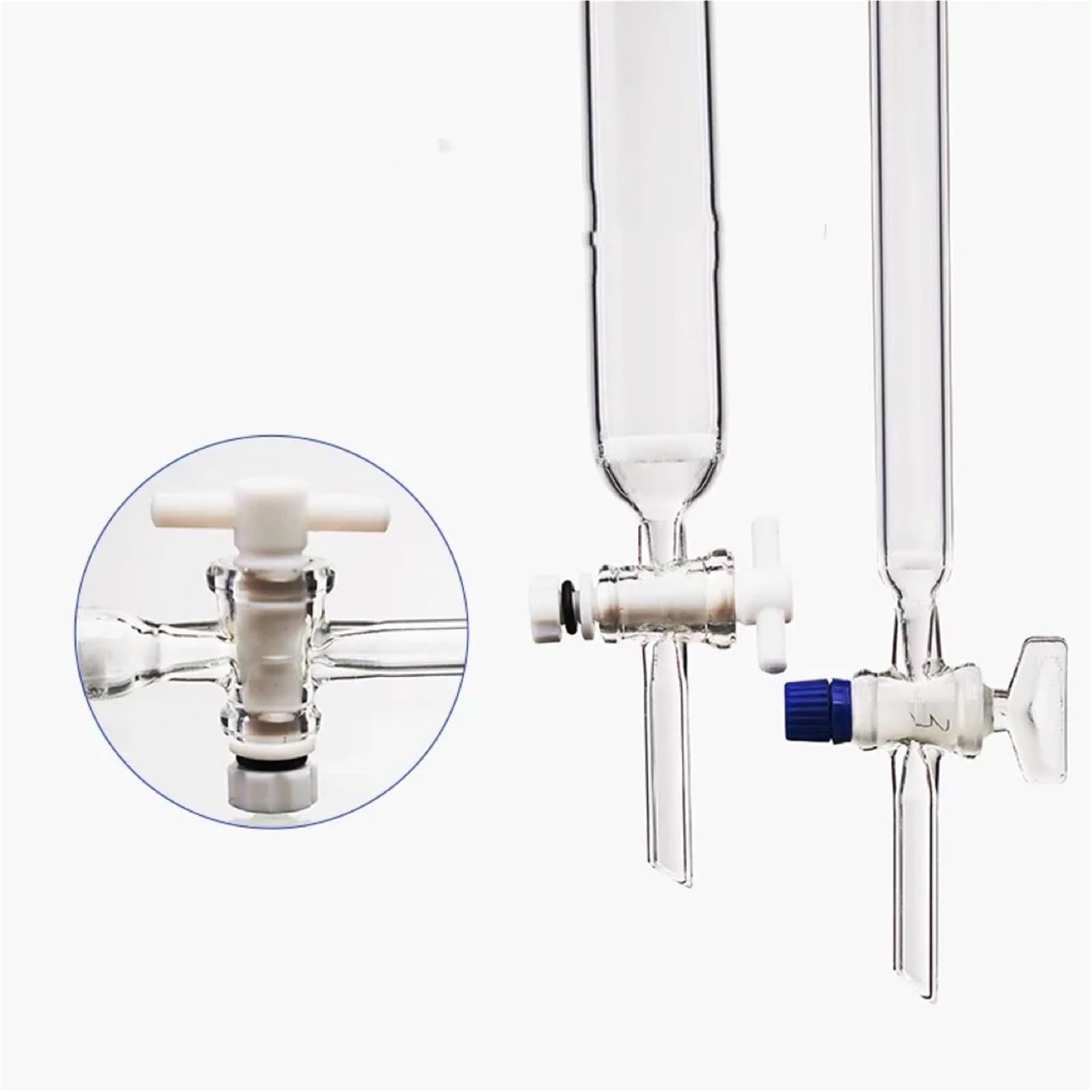 Colonna for cromatografia in vetro con anima in sabbia con bocca standard e pistone in PTFE(30x200mm(24))