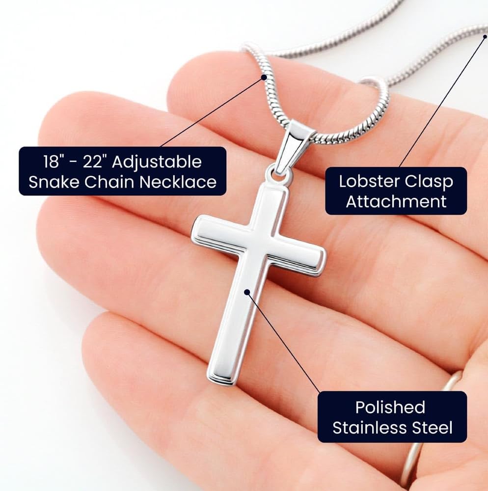 Faith Cross Necklace for Son - From Mom & Dad, Birthday & Graduation Gift - Image 4