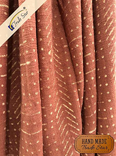 Trade Star Decorative Ethnic Block Print Throw Blanket For Couch 100% Cotton Soft Tassel Blanket Handmade Mudcloth Throw For Home Handloomed Housewarming Gift (Rust, Snow (120 X 170 Cms)) #TOP4