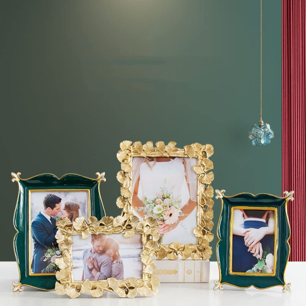 Vintage-Bilderrahmen 10x10 Cm – Antik Grün & Gold, Mit Staffeleiständer Für Tisch Oder Wand