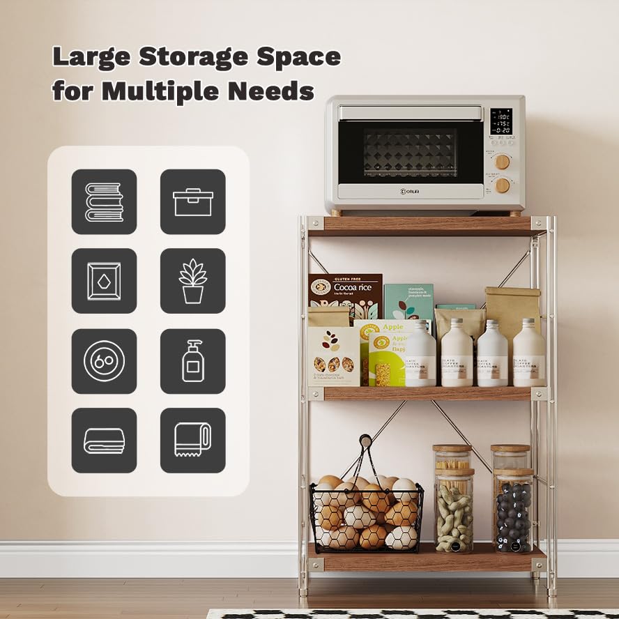 Image of 3-Tier Industrial Bookshelf, Wood and Metal Shelf Unit, Storage Bookcase