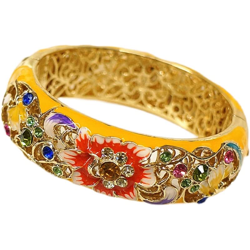 Bracelet vintage cloisonné floral doré pour sublimer vos soirées habillées
