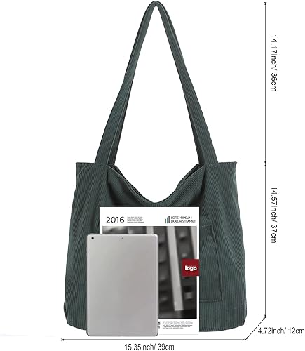 Miniatura 4 de WantGor Bolso de mano de pana para mujer, bolso de hombro grande, bolsos casuales de gran capacidad, bolsa de trabajo de compras