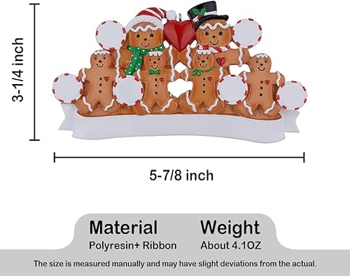 Miniatura 2 de Adorno de Navidad familiar 2024  Adorno personalizado de familia de 6 de pan de jengibre  Adorno navideño nostálgico de la familia de pan de
