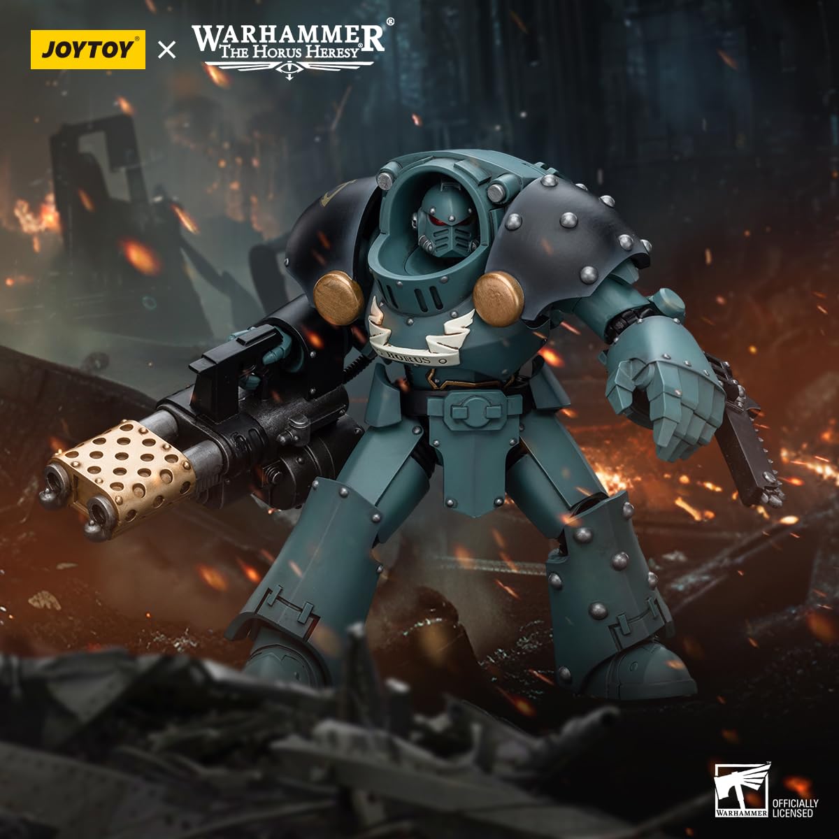 JOYTOY Warhammer 40k The Horus Heresy Sons of Horus Tartaros Terminator Squad Terminator with Heavy Flamer and Chainfist 1/18 Scale Collectible Action Figure - Image 2
