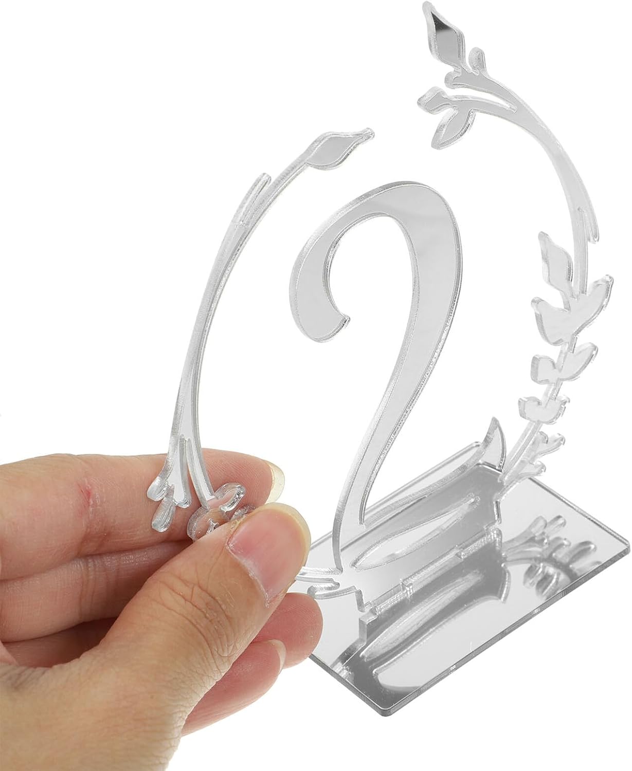 LALAFINA 20pcs Silver Acrylic Wedding Table Numbers Signs for Reception and Restaurant Seating, Sturdy Centerpiece Displayware for Event Decor, Suitable for Banquet and Hotel Use