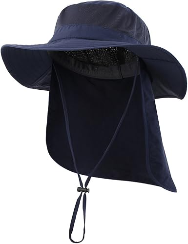 Home Prefer Sombrero de malla UPF50 para exteriores sombrero de pesca de ala ancha con solapa para el cuello Verde ejército, Negro, Azul /