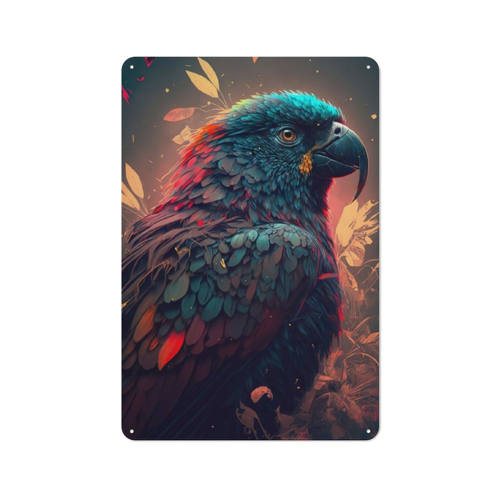 Junmoney Parrot Beautiful 30X20cm Vintage Metal Plaque With For Garage Or Workshop, A Christmas Gift For People Styling Garage And Workshop