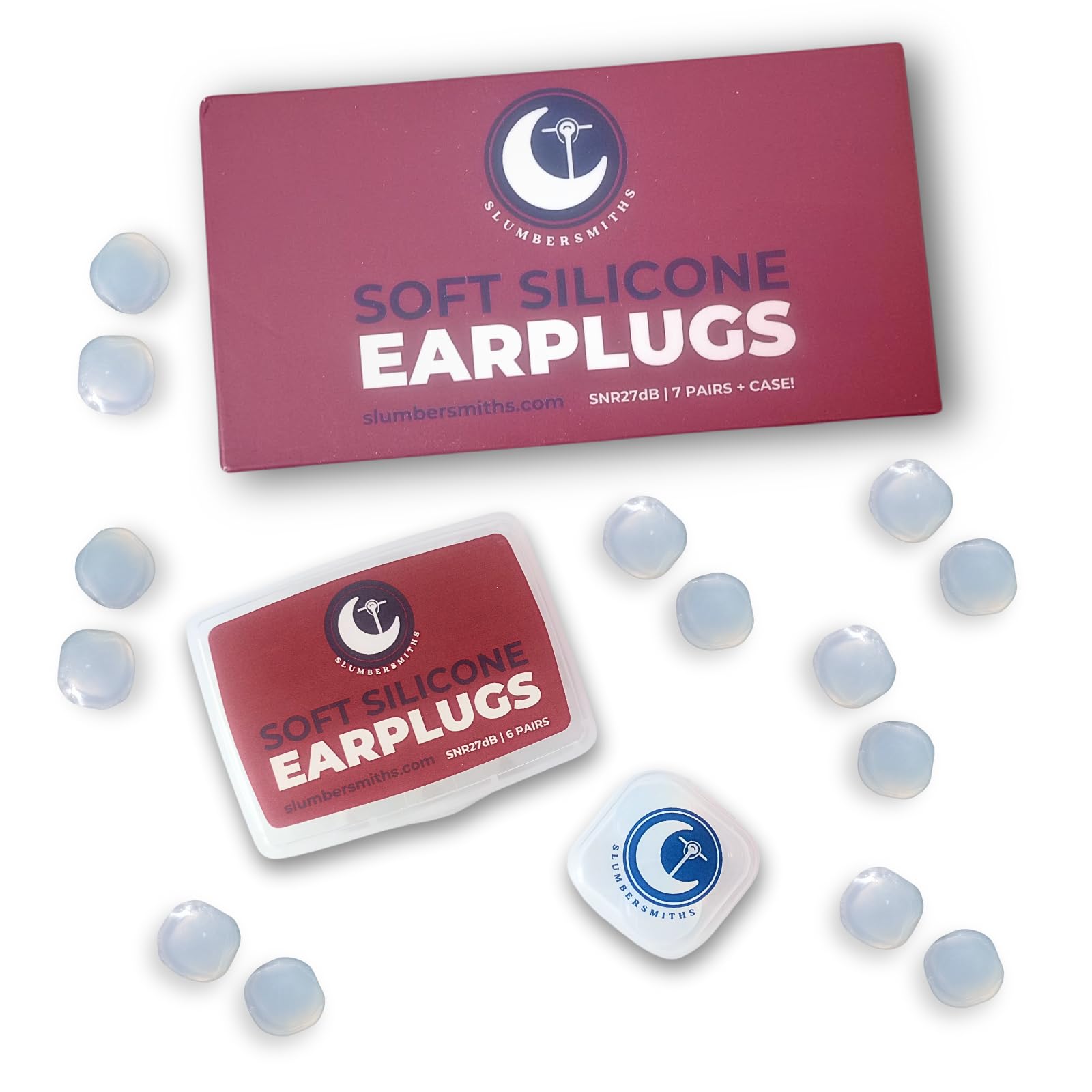 Soft Mouldable Silicone Ear Plugs for Sleeping (7 Pairs + Travel Case) - 27dB Noise Cancel...