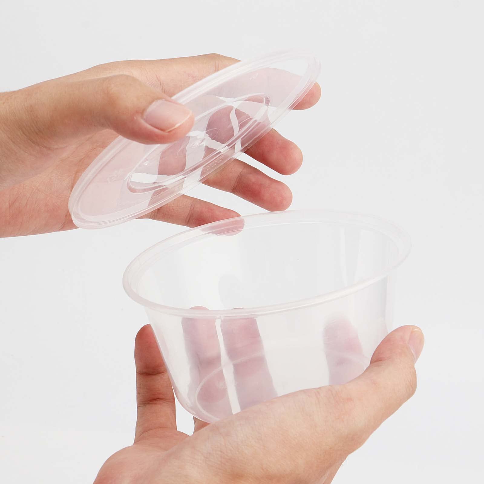 SEUNMUK Lot de 100 récipients à emporter ronds en plastique transparent de 450 ml avec couvercle, pour cuisine, restaurant