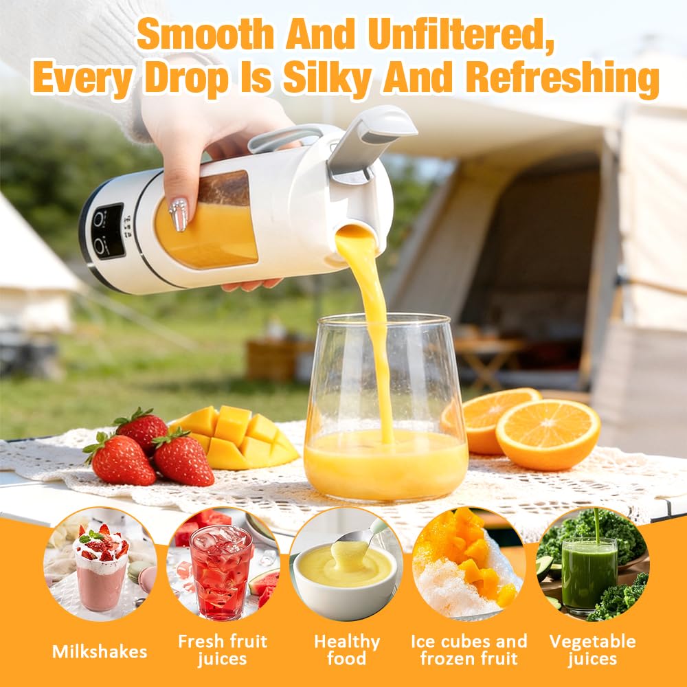 Tragbarer Mixer Smoothie Maker, 450 ML Mini Mixer to go mit 12 Rostfreien Klingen, USB Aufladbarer Mini Mixer für Shakes und Smoothie, Portable Blender für Küche, Büro, Reise, Sport(Weiß)