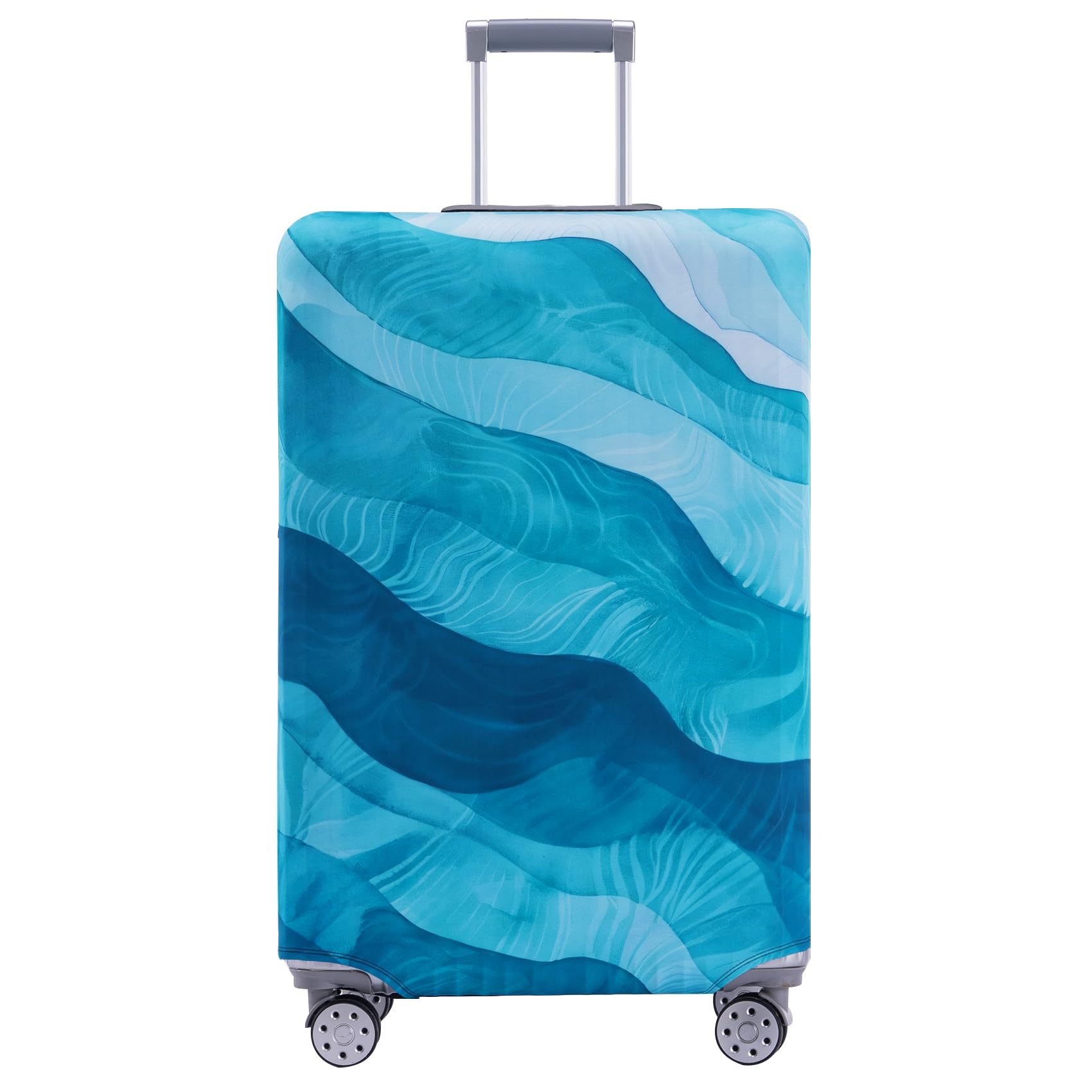 Travelkin Luggage Covers For Suitcase Tsa Approved,Suitcase Cover Protector Fit 18-32 Inch Luggage, Blue Wave, L(26-28inch suitcase)
