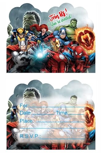 Ninimble 20Pcs Superhero Birthday Party Invitations,Superhero Invitations Birthday Party Supplies Decoration (Invitations4) #TOP13