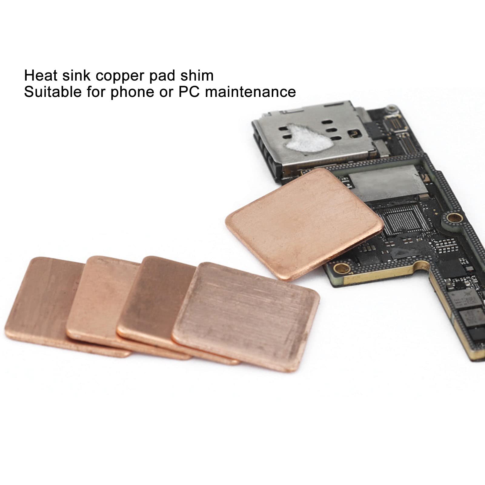 Cobre Shim Disipador de Calor Almohadilla térmica, Disipador de Calor Cobre 100 Piezas for PC CPU VGA RAM Varios tamaños con Caja Almacenamiento(20 * 20 * 1.0mm)