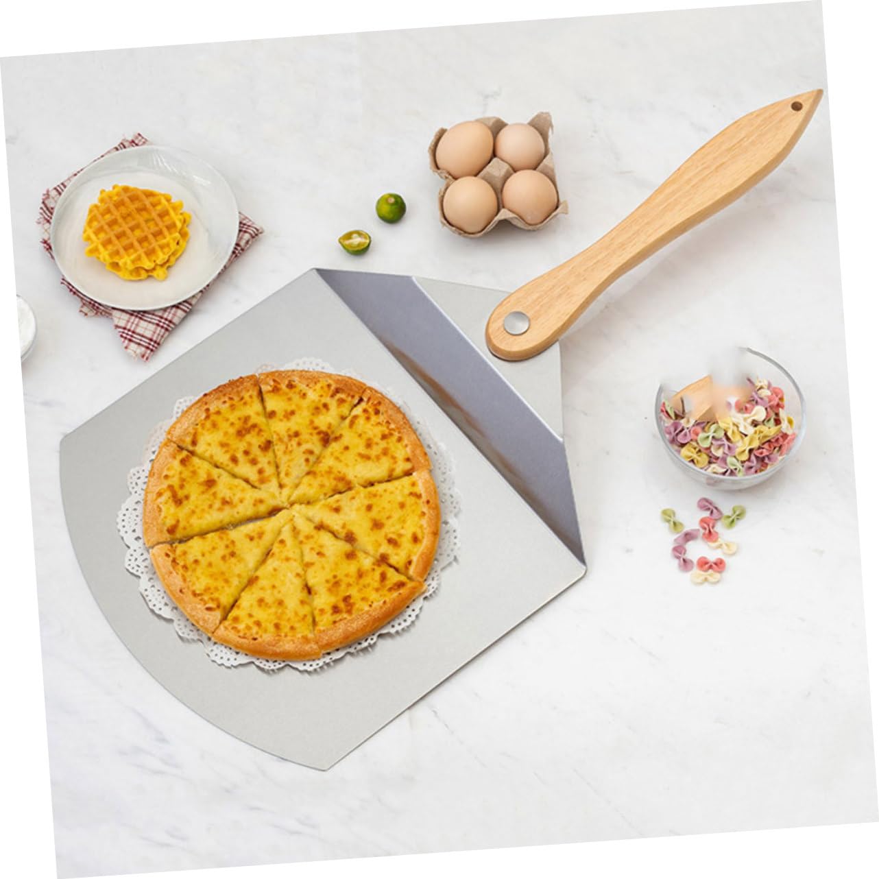Ciieeo Pala de Panadería Plegable para Pizza de Acero Inoxidable