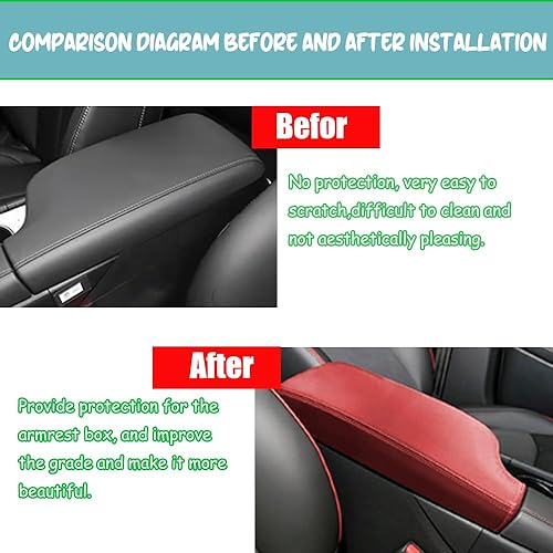 Miniatura 86 de Great-luck Leather Center Console Cover Armrest Pad,Protector Armrest Box Cover Accessories Keep Your Armrest in a More Comfortable Feeling(black