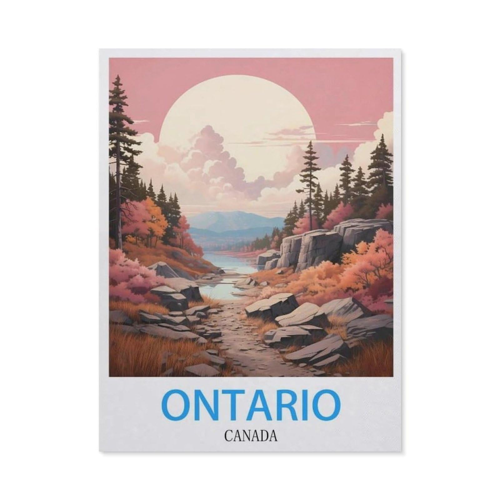 BEAYODKP Diamond Painting Kits for Adults and Kids，Ontario Canada Vintage Travel Poster，Full Drill Round Rhinestone Paint with Diamonds（30 x 40 cm/11.81 x 15.74 inches）-BX32