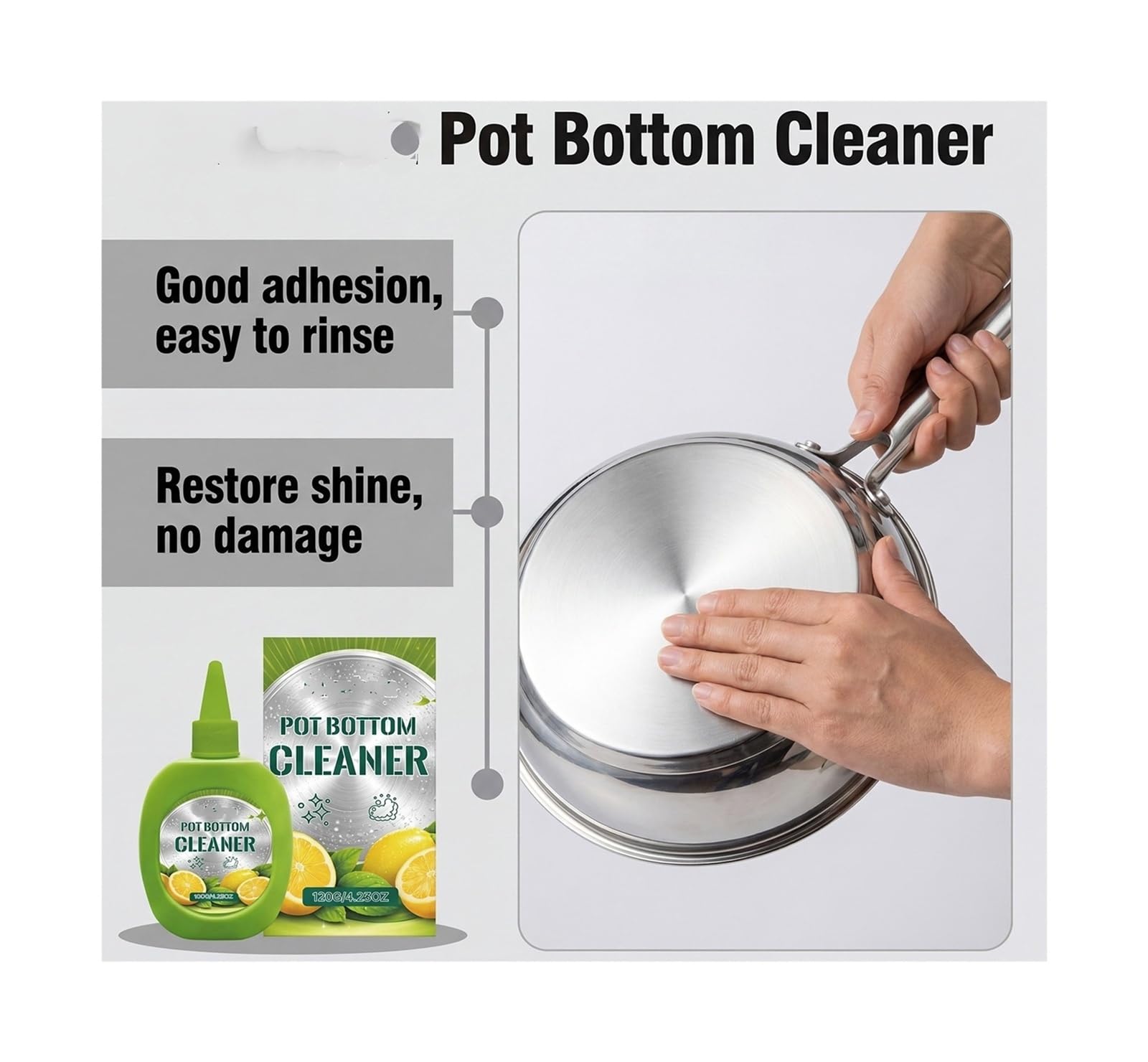 Limpiador de ollas 120G, descompone poderosamente la grasa pesada y restaura la apariencia limpia de sus utensilios de cocina(4pcs)