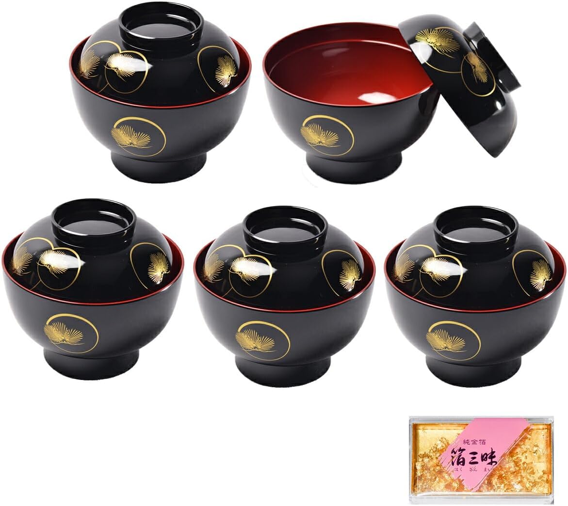 輪島塗 黒塗 あやめ蒔絵 吸物椀 5客 共箱 天然木製漆器 輪島塗 黒塗 あやめ蒔絵 吸物椀 5客 共箱 天然木製漆器