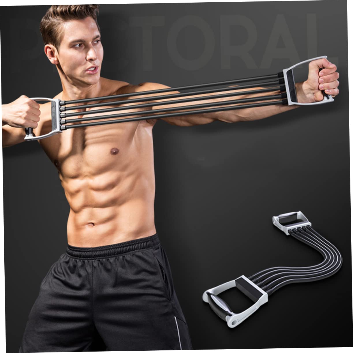 Brust Expander Fitness Feder-Brusttrainer Mit Latexschlauch 30 Einstellbaren Zugstufen Pro Schlauch Ergonomischen Griffen Für Brust Arme Schultern Und Oberen Rücken