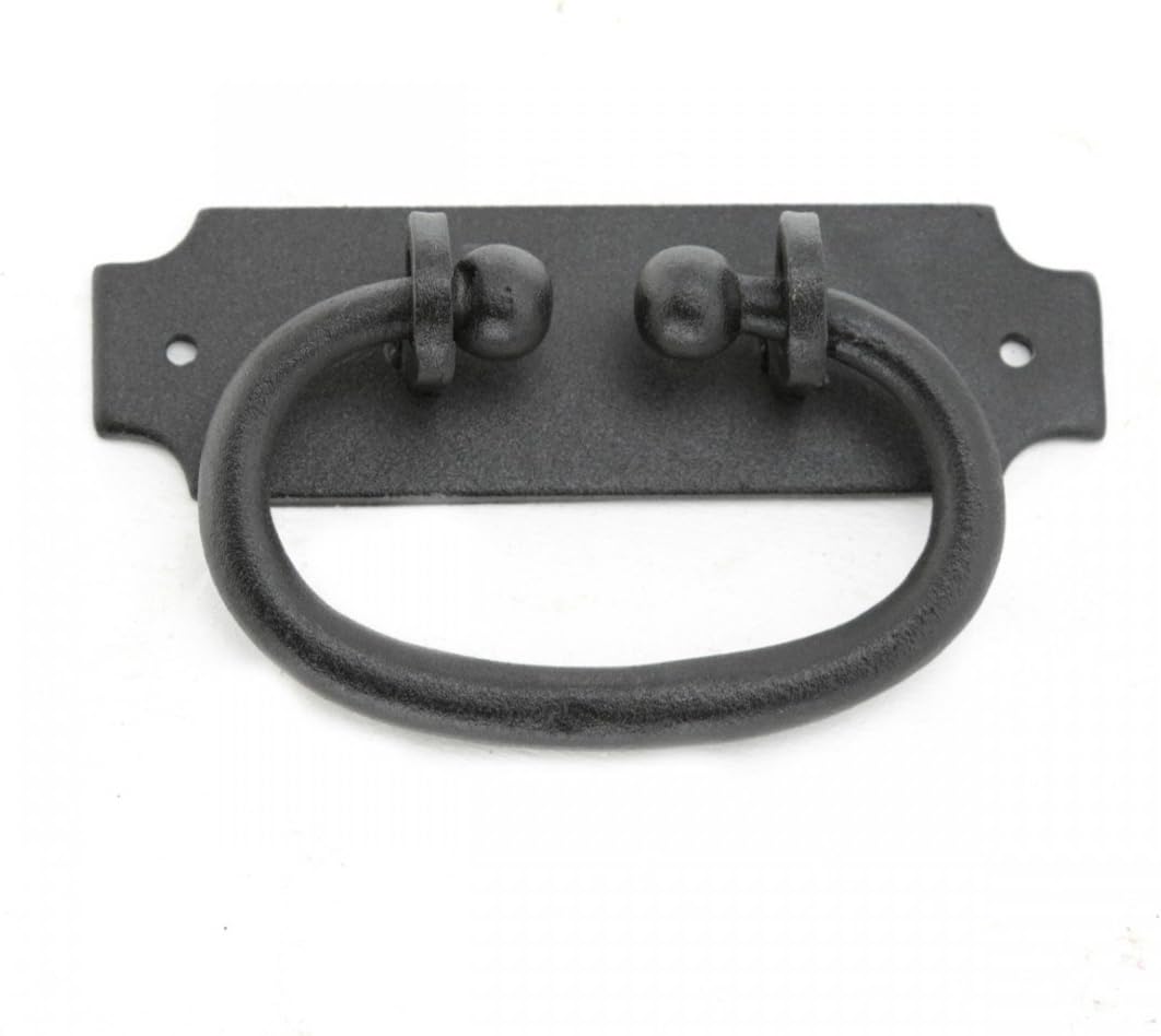 Renovators Supply Manufacturing Cabinet Pulls 5.25 in. Black Wrought Iron Ring Drawer Pulls with Mounting Hardware