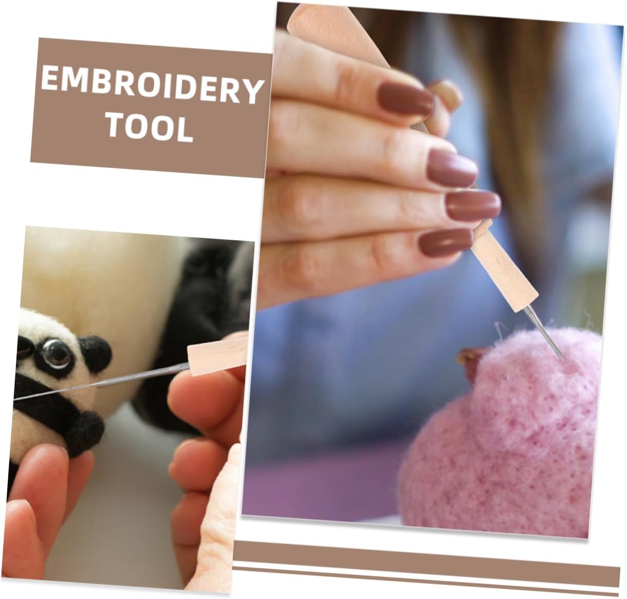 VILLCASE 6Pcs Needle Felting Tool with Ergonomic Handle for Comfortable Grip for DIY Wool Felting and Embroidery Projects Includes Smooth Surface Needles for Easy Control