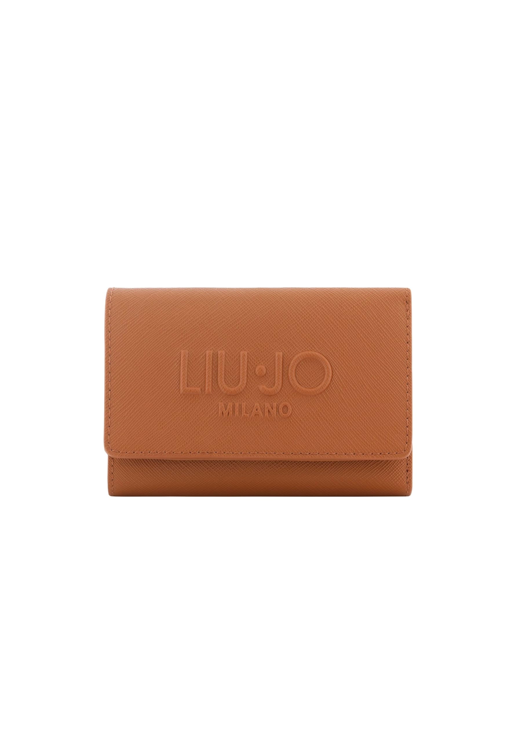 Liu Jo Portafoglio Caliwen M Donna, Similpelle, Marrone, 14,5 x 10 x 4 cm, con Patta e Bottone, 13 Slot per Carte