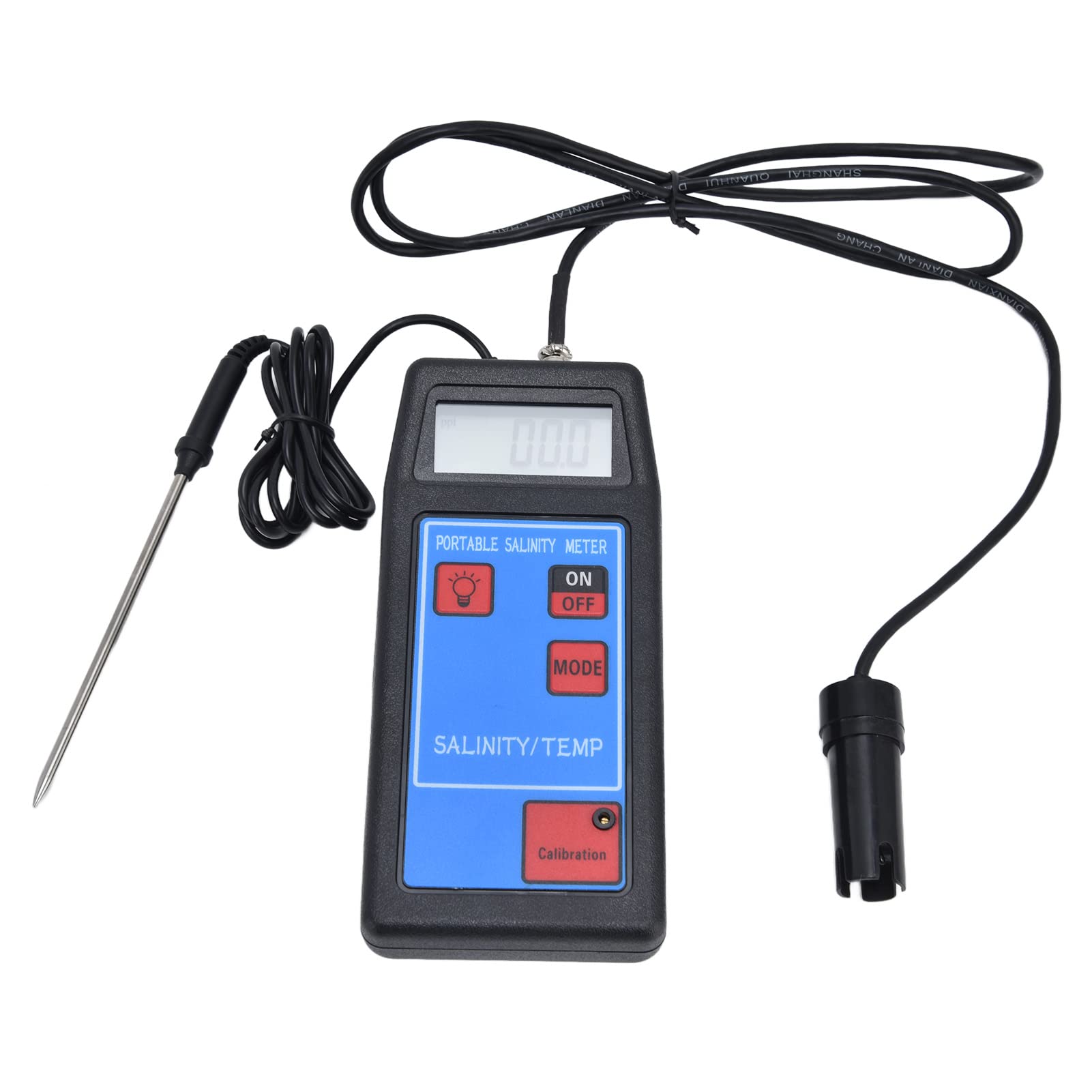 Acouto Medidor de Temperatura de Salinidad Portátil, Analizador de Calidad Multifunción para Acuario, Piscina, Acuicultura, en el que Funciona el Detector de Medición Multifunción y Temperatura