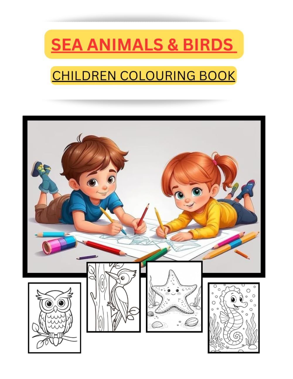 SEA ANIMALS AND BIRDS: CHILDREN COLOURING BOOK