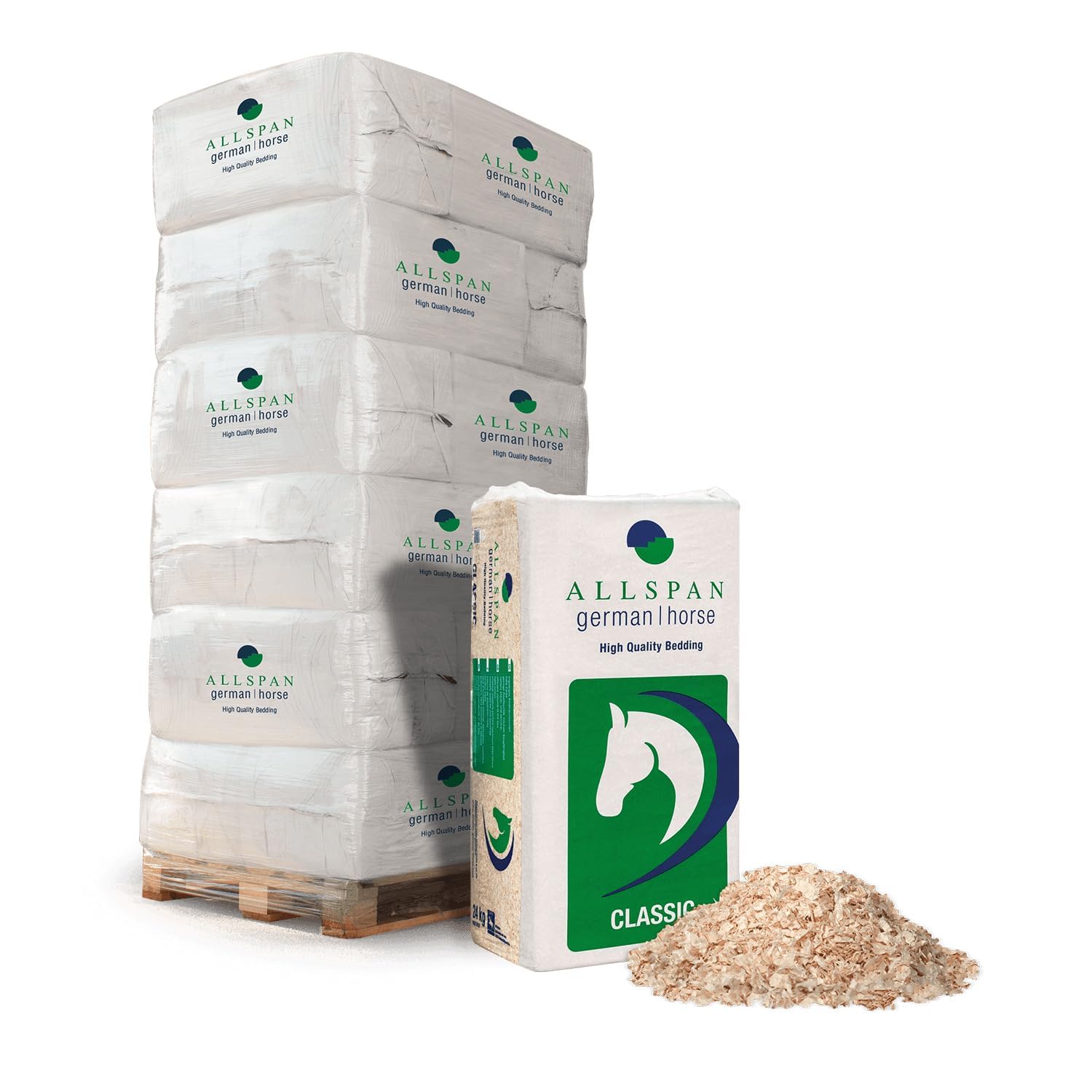 Pferdeeinstreu Einstreu Hobelspäne Holzstreu Allspan German Horse Classic 19 kg – 100% unbehandelte Weichholzspäne, staubarm, extrem saugfähig & hygienisch für Pferdebox - 3