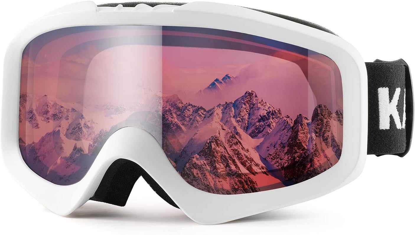 Karsaer Ski Goggles Anti-Fog Snow Goggles OTG 100% UV Protection Snowboard Goggles Bendable Dual-Lenses for Men Women Youth