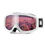 Karsaer Ski Goggles Anti-Fog Snow Goggles OTG 100% UV Protection Snowboard Goggles Bendable Dual-Lenses for Men Women Youth