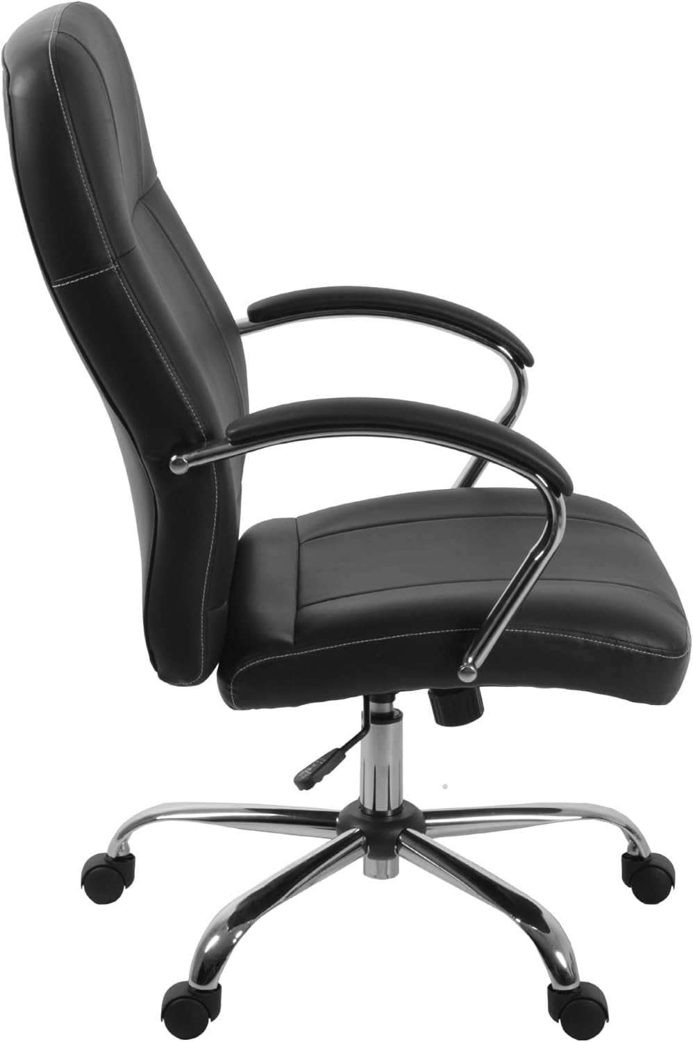 Romig Cielo Leatherette Executive Mid-Back Office Chair – Ergonomic Conference Chair with Padded Arms, Lumbar Support, Adjustable Height & 5-Star Aluminum Base for Home & Office (Black) - Image 4