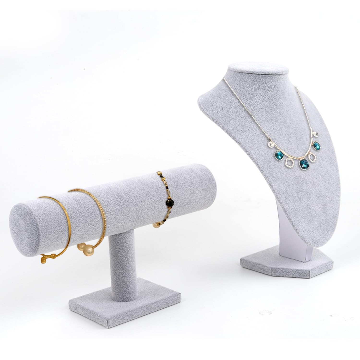 Coobbarblack Velvet Jewelry Display Set T Bar And Mannequin Bust