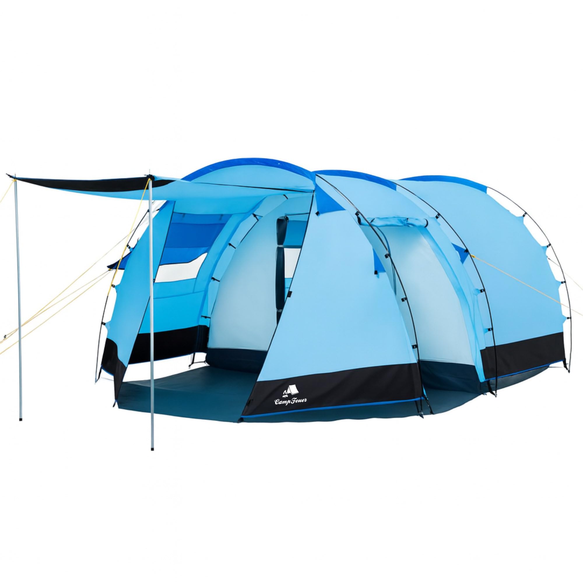 CampFeuer tunnel tent for 4 persons "Super+" | Tunnel tents with awning | Windproof, Waterproof, Ultralight | Camping tent with mosquito net | Tents for camping, outdoor, beach and hiking incl. pegs