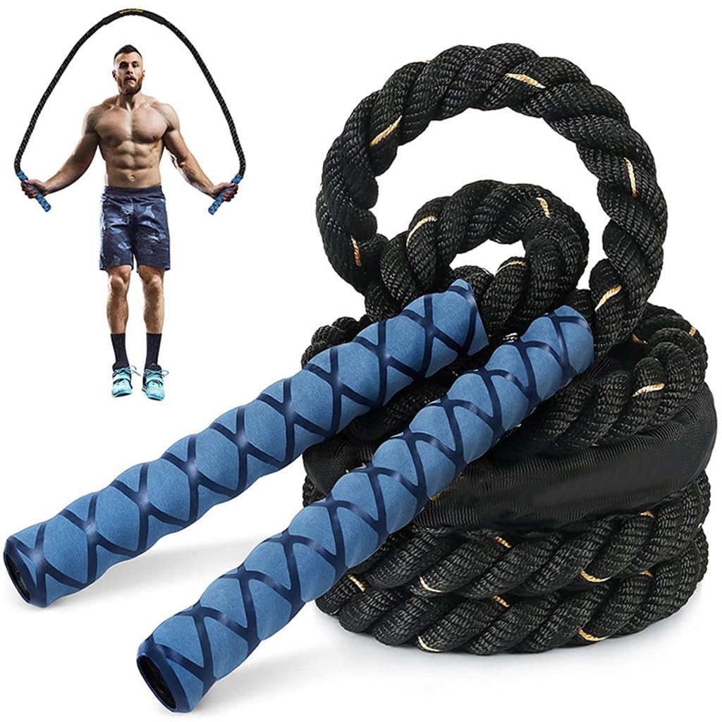 Proberos® 2.8 m Weighted Jump Rope for Adults, 1.2 Kg Weighted Skipping Rope, 25mm Thick Pro Training Rope with Anti-Sweat EVA Foam Handles, Pro Workouts for Strength, Endurance & Cardio Fitness, Blue