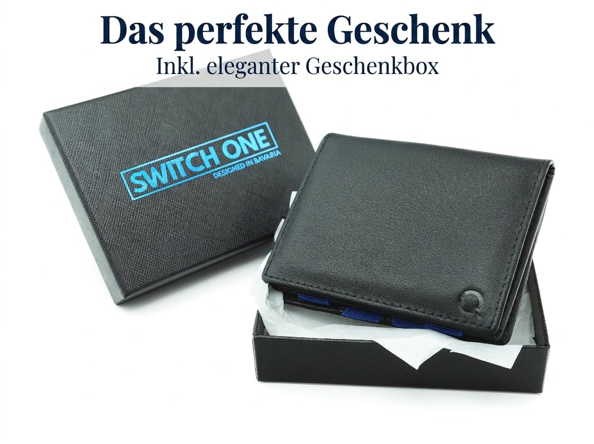 Maverick Switch One Magic Wallet mit Münzfach – Echtleder Geldbörse für Herren & Damen | Karten, Scheine & Münzen in einem | RFID Schutz | Inkl. Geschenkbox