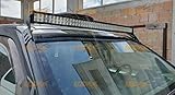 set brackets for mounting a curved LED light bar above the windscreen frame on the Nissan Navara D40 2005 to 2015.