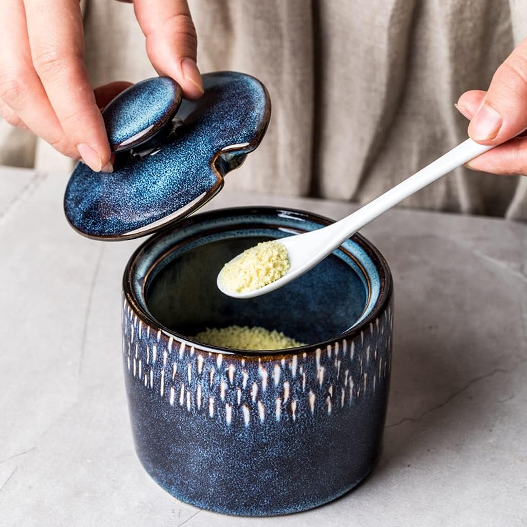 DNCG Condiment Jar Condiment Jars Ceramic Household Seasoning Pot Creative Nordic Kitchen Oil Salt Sauce Vinegar Seasoning jar Combination Set Sugar Bowl MSG jar Sets of 3 Condiment Canisters Pots J